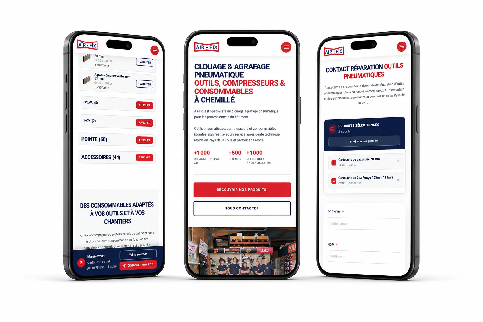 Site professionnel avec catalogue filtrable par corps de métier, réalisé par KANO
